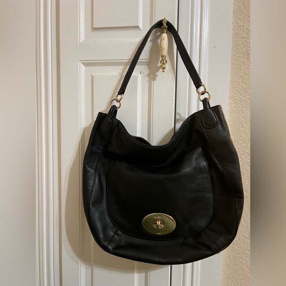 Handbags - Coach Black Leather Turn lock Shoulder Hobo Bag